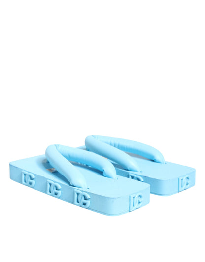 Dolce & Gabbana Light Blue Rubber Slides Flats Sandals Shoes