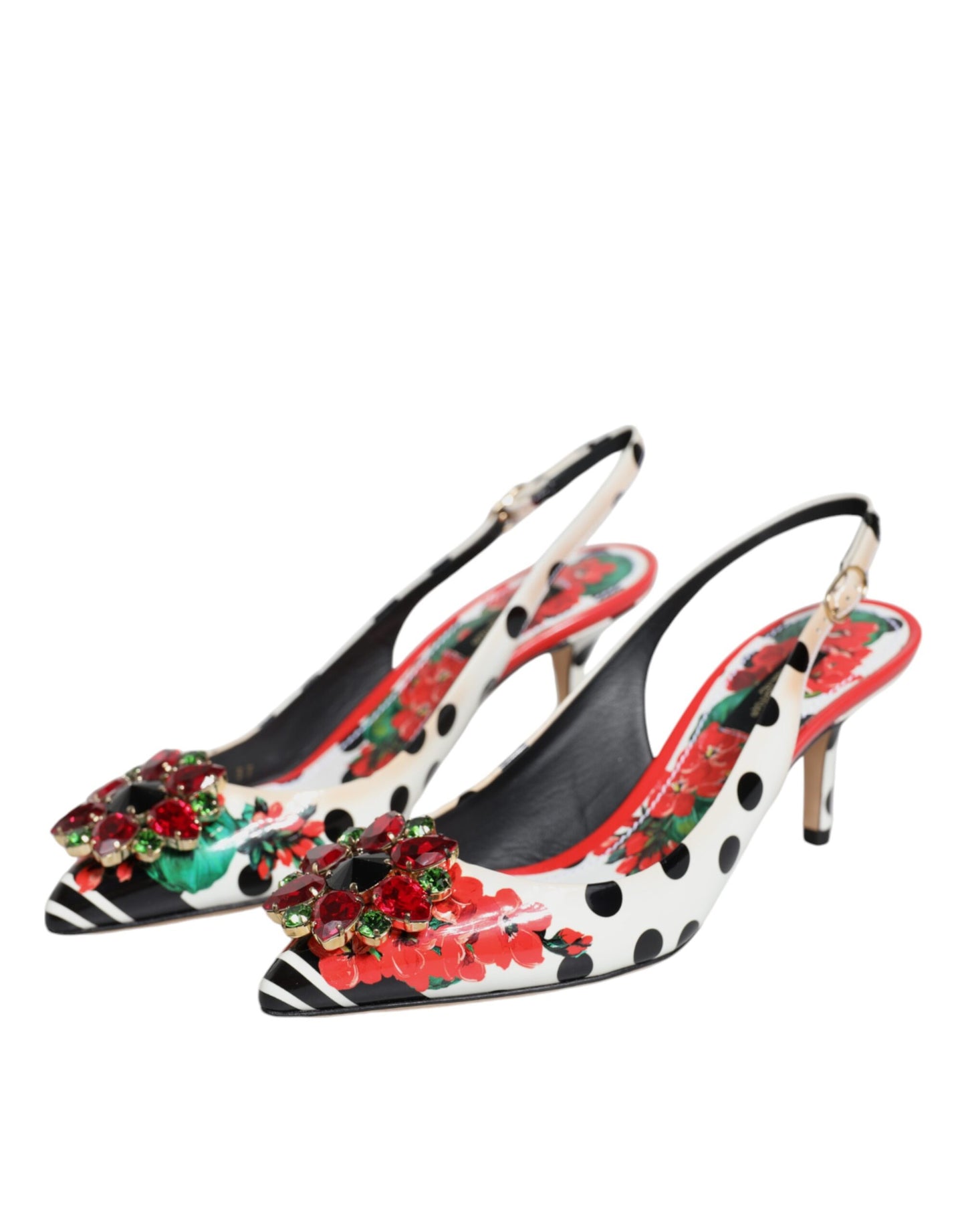 Dolce & Gabbana Multicolor Crystal Heels Slingback Shoes