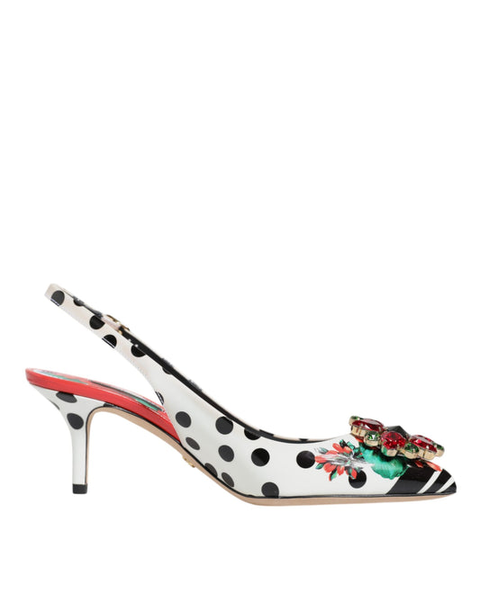 Dolce & Gabbana Multicolor Crystal Heels Slingback Shoes