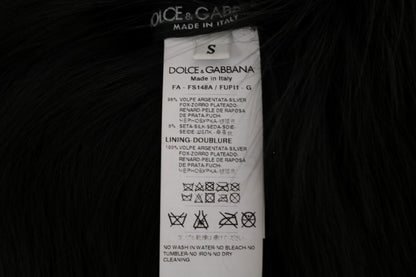 Dolce &amp; Gabbana elegant svart Silver Fox Fur Fur Scarf