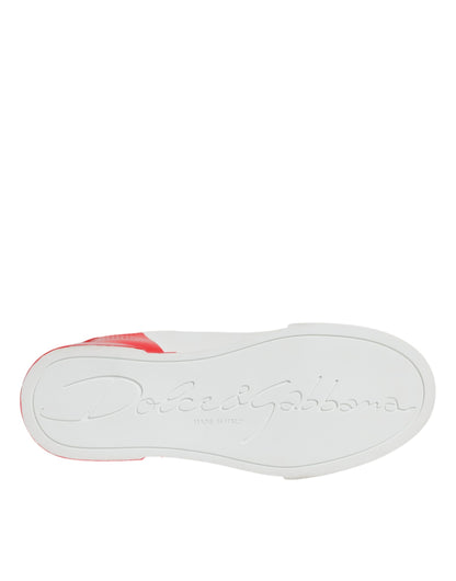 Dolce & Gabbana White Red Portofino Low Top Sneakers Shoes