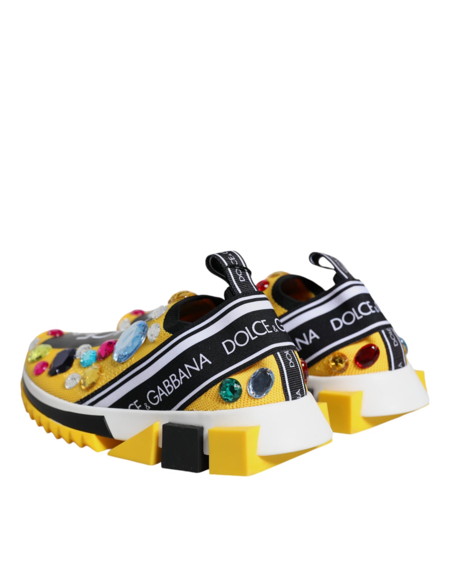 Dolce & Gabbana Yellow Sorrento Crystals Low Top Sneakers Shoes