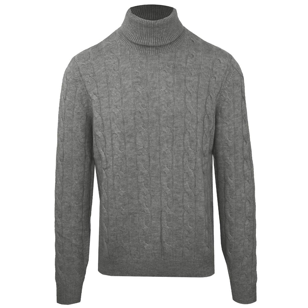 Malo Gray Wool Men's Turtleneck Sweater