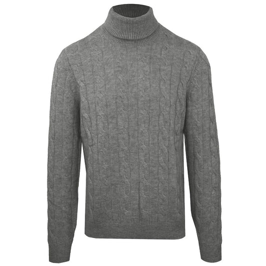 Malo Gray Wool Men Turtleneck Sweater