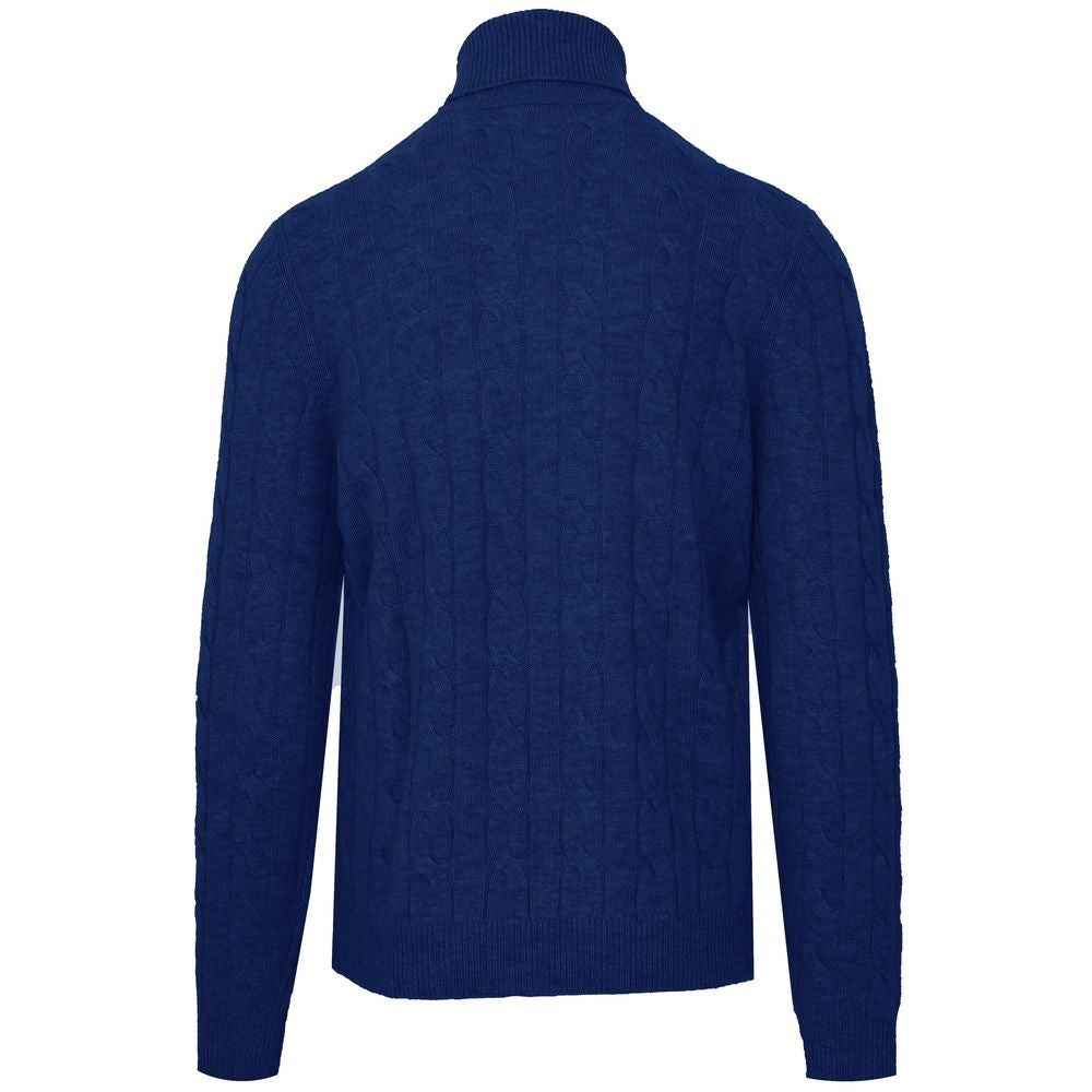 Malo Blue Wool Men Turtleneck Sweater