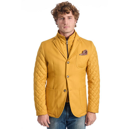 Roberto Pepe Luxury Yellow Viscose Men Jacket