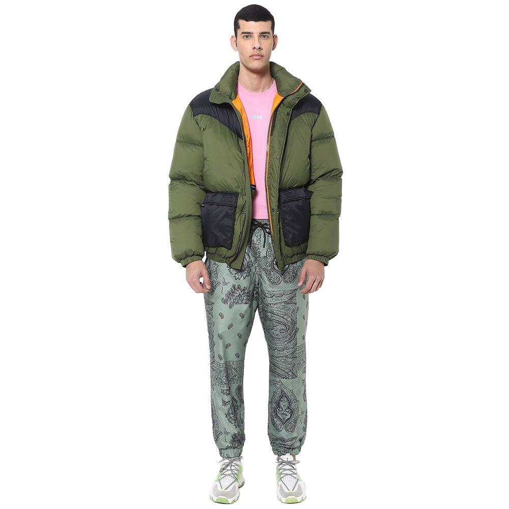 MSGM Green Nylon Men Bomber Jacket