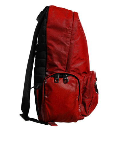 Dolce & Gabbana Red Patent Leather Logo Plaque Backpack Bag