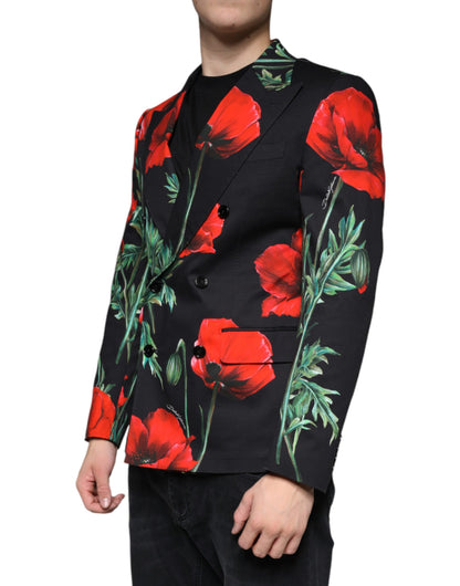 Dolce & Gabbana Black Floral Double Breasted Dress Blazer