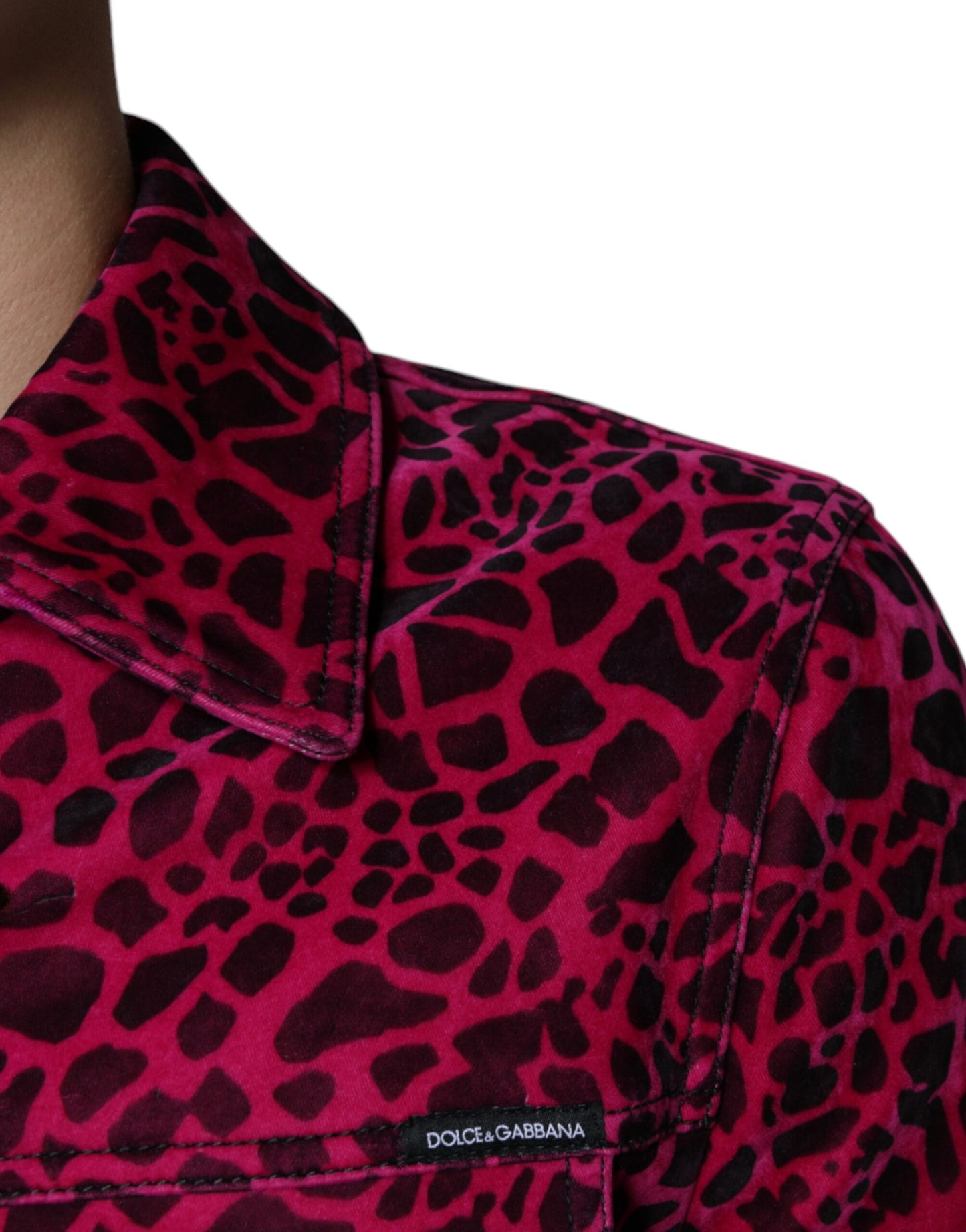 Dolce & Gabbana Fuchsia Leopard Button Down Collared Jacket