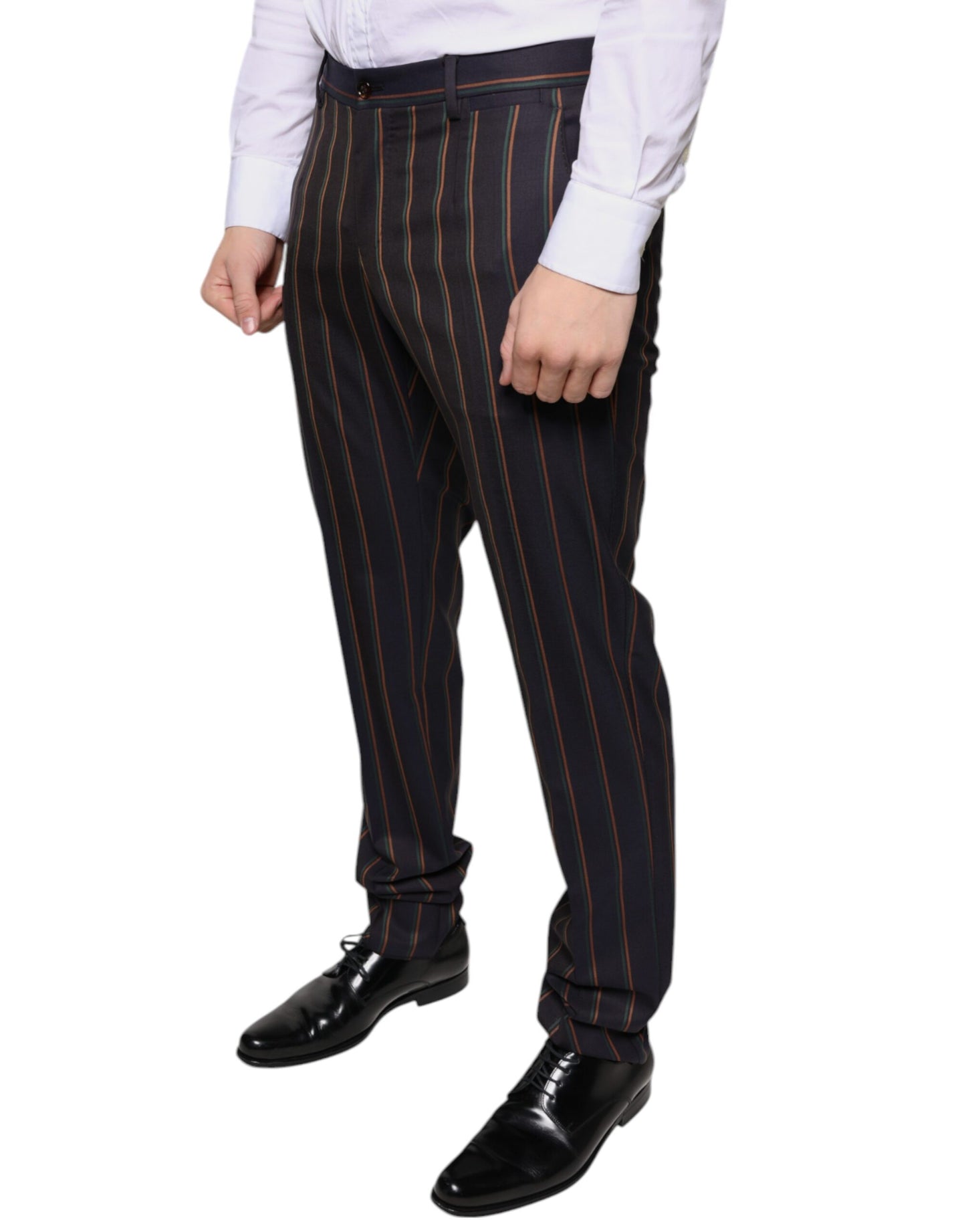 Dolce & Gabbana Brown Stripes Skinny Men Dress Pants