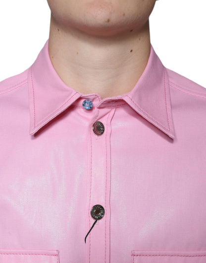 Dolce & Gabbana Pink Cotton Collared Button Down Shirt