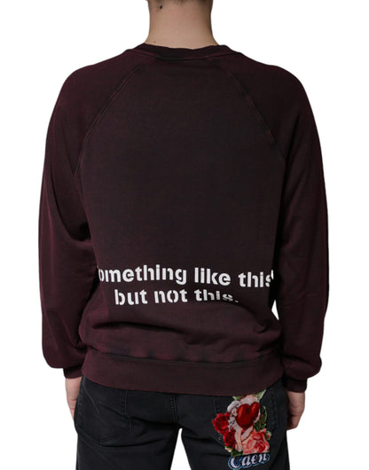 Dolce & Gabbana Maroon Logo Crew Neck Men Sweatshirt Sweater