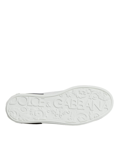 Dolce & Gabbana White Leather Logo Portofino Sneaker Shoes