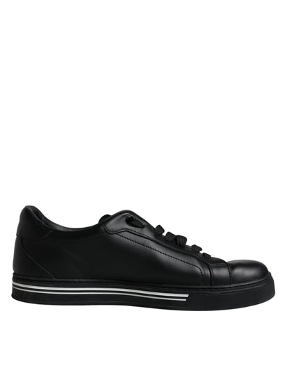 Dolce & Gabbana Black Leather Low Top Sneakers Shoes