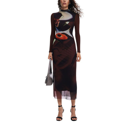 Desigual Brown Polyester Dress