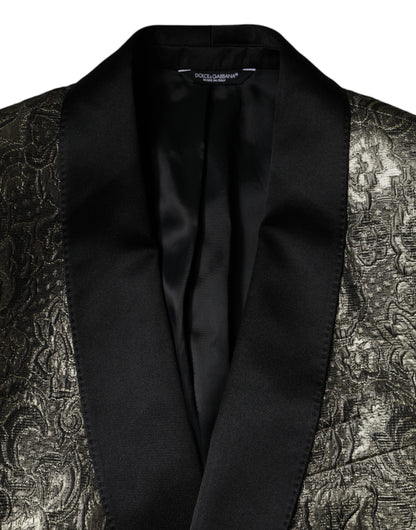 Dolce & Gabbana Gold SICILIA Jacquard Single Breasted Coat Blazer