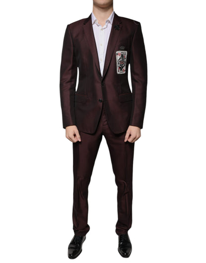 Dolce & Gabbana Maroon Deck Card Crown 2 Piece Formal Suit