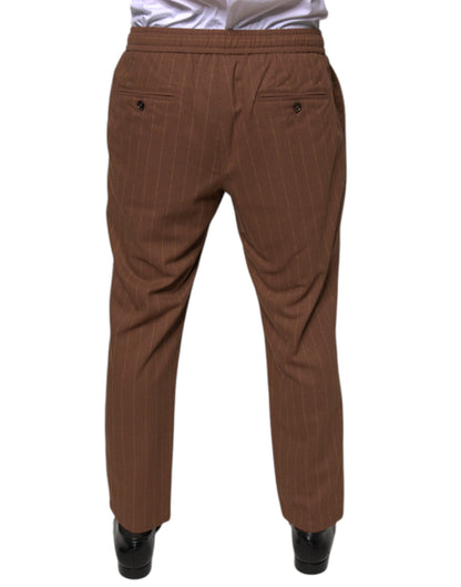 Dolce & Gabbana Brown Stripes Skinny Men Dress Pants