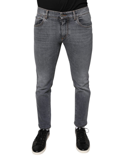 Dolce & Gabbana Dark Gray Cotton Stretch Skinny Denim Jeans