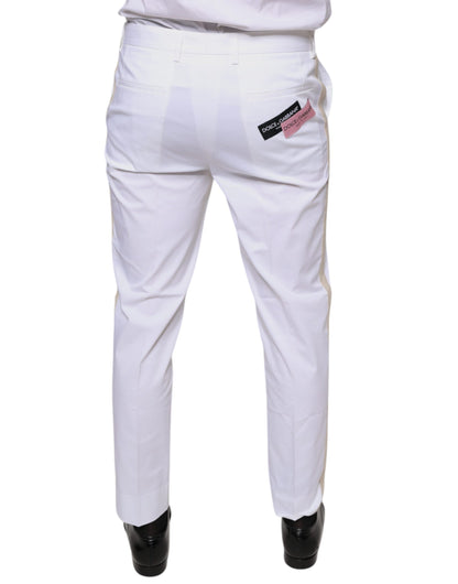 Dolce & Gabbana White Cotton Skinny Dress Pants