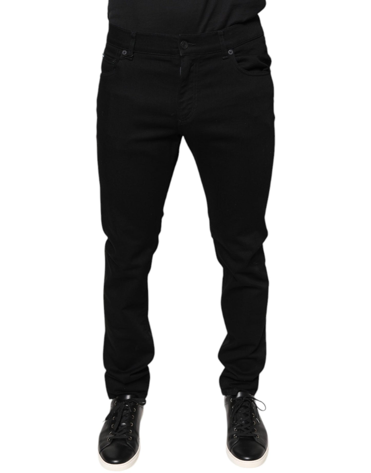 Dolce & Gabbana Black Cotton Stretch Skinny Men Denim Jeans