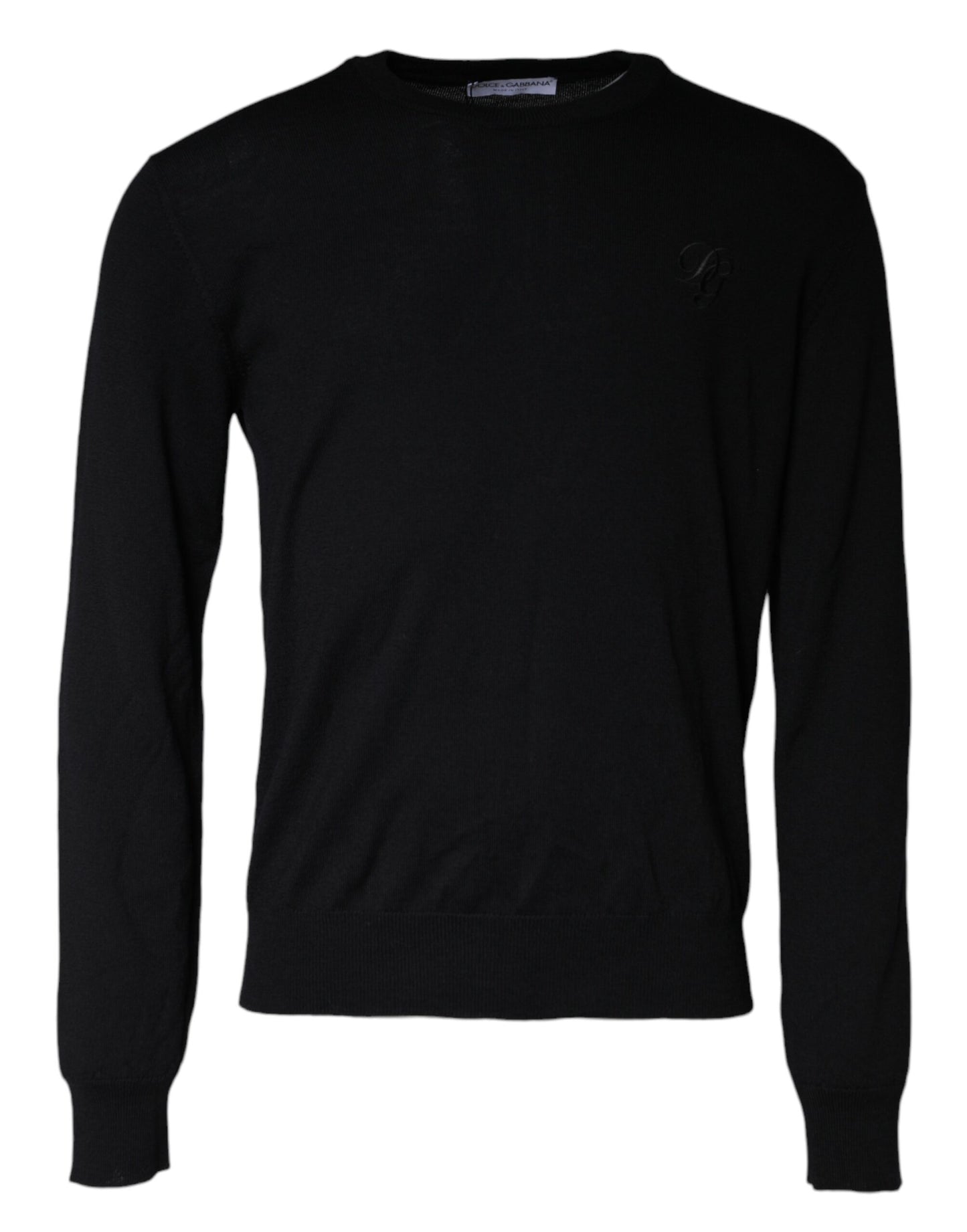 Dolce & Gabbana Black Wool Knit Crew Neck Pullover Sweater