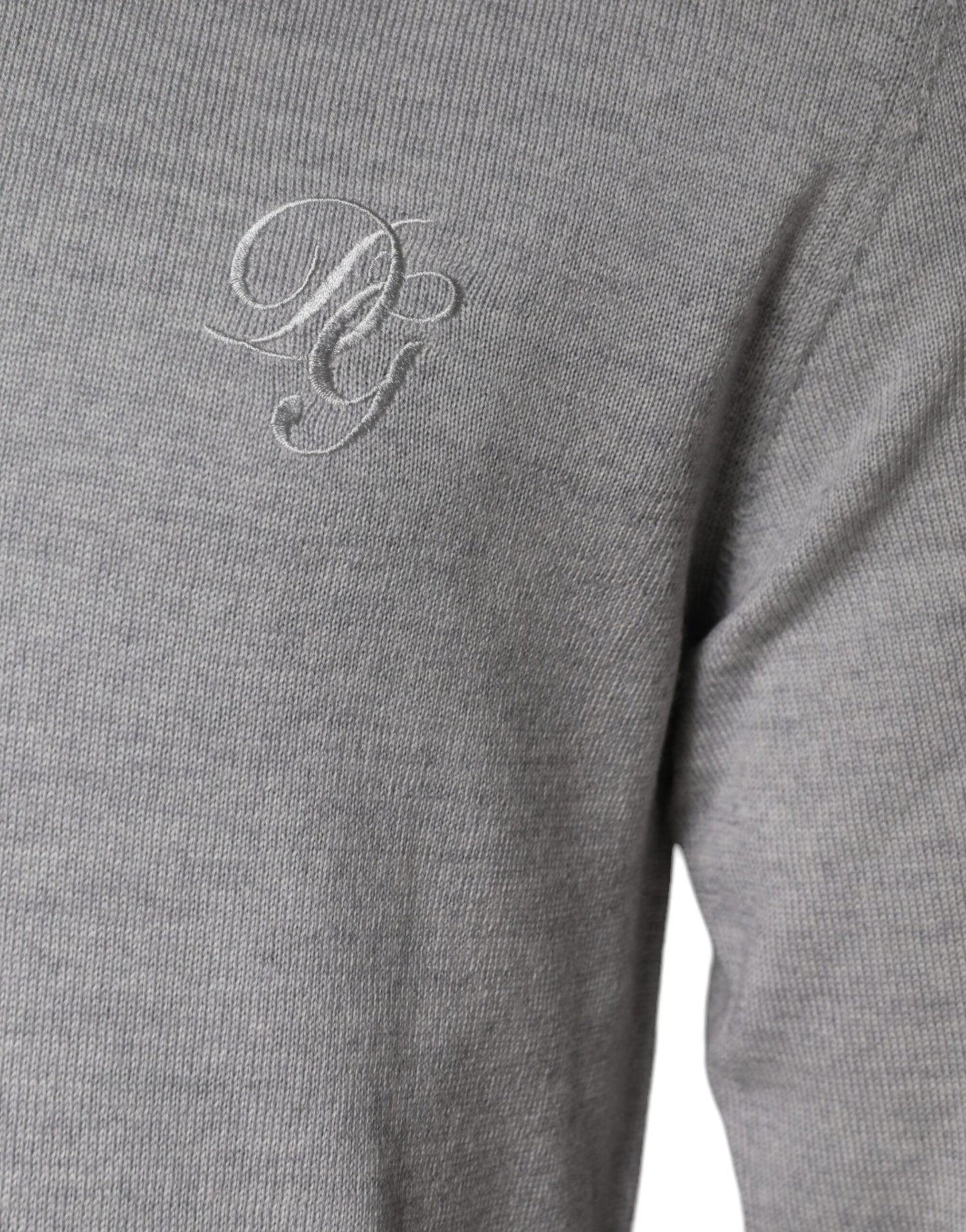 Dolce & Gabbana Light Gray Wool Crew Neck Pullover Sweater