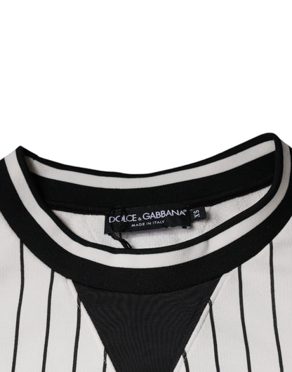 Dolce & Gabbana Black White Stripes Logo Sweatshirt Sweater