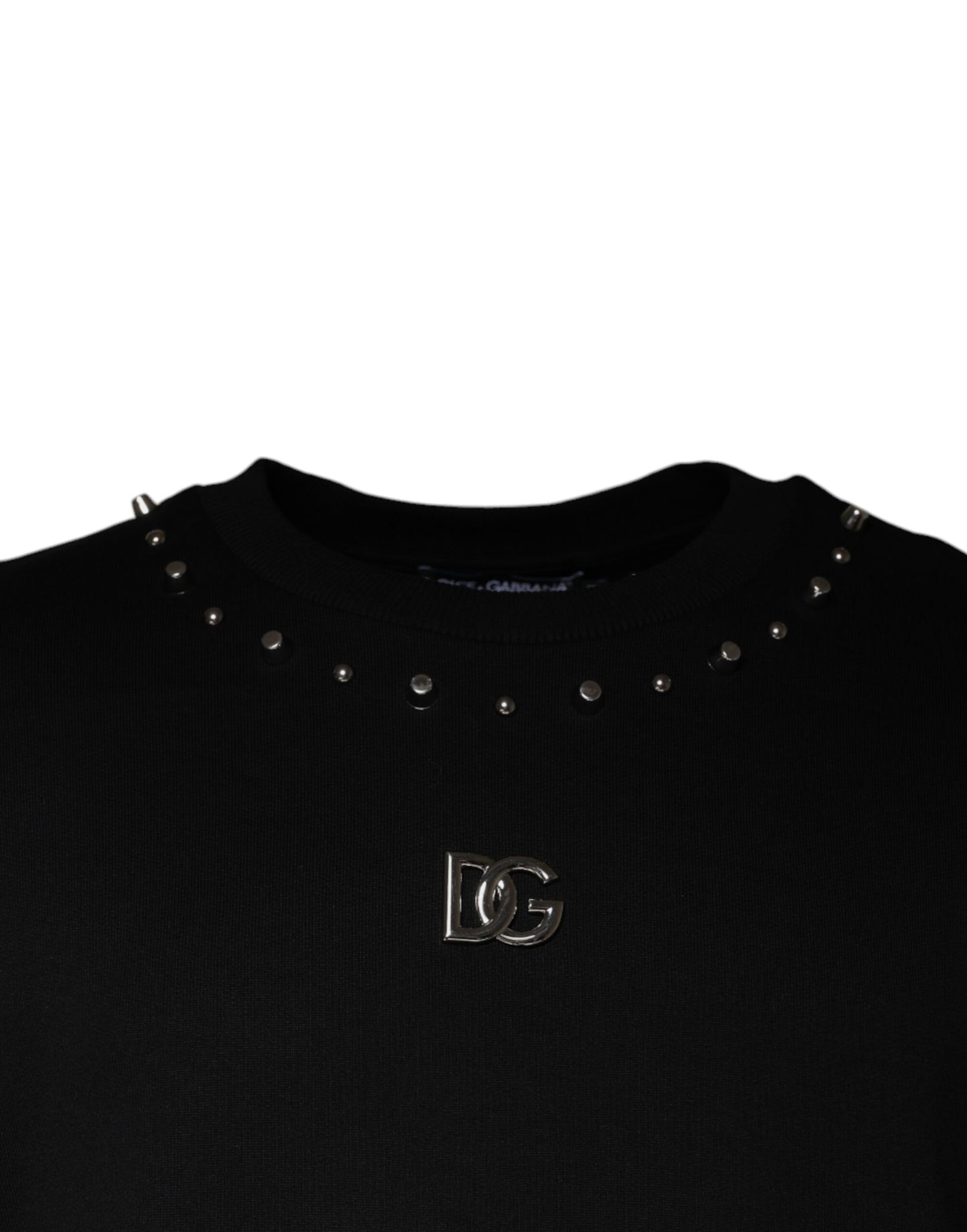 Dolce & Gabbana Black Logo Stud Pullover Sweatshirt Sweater