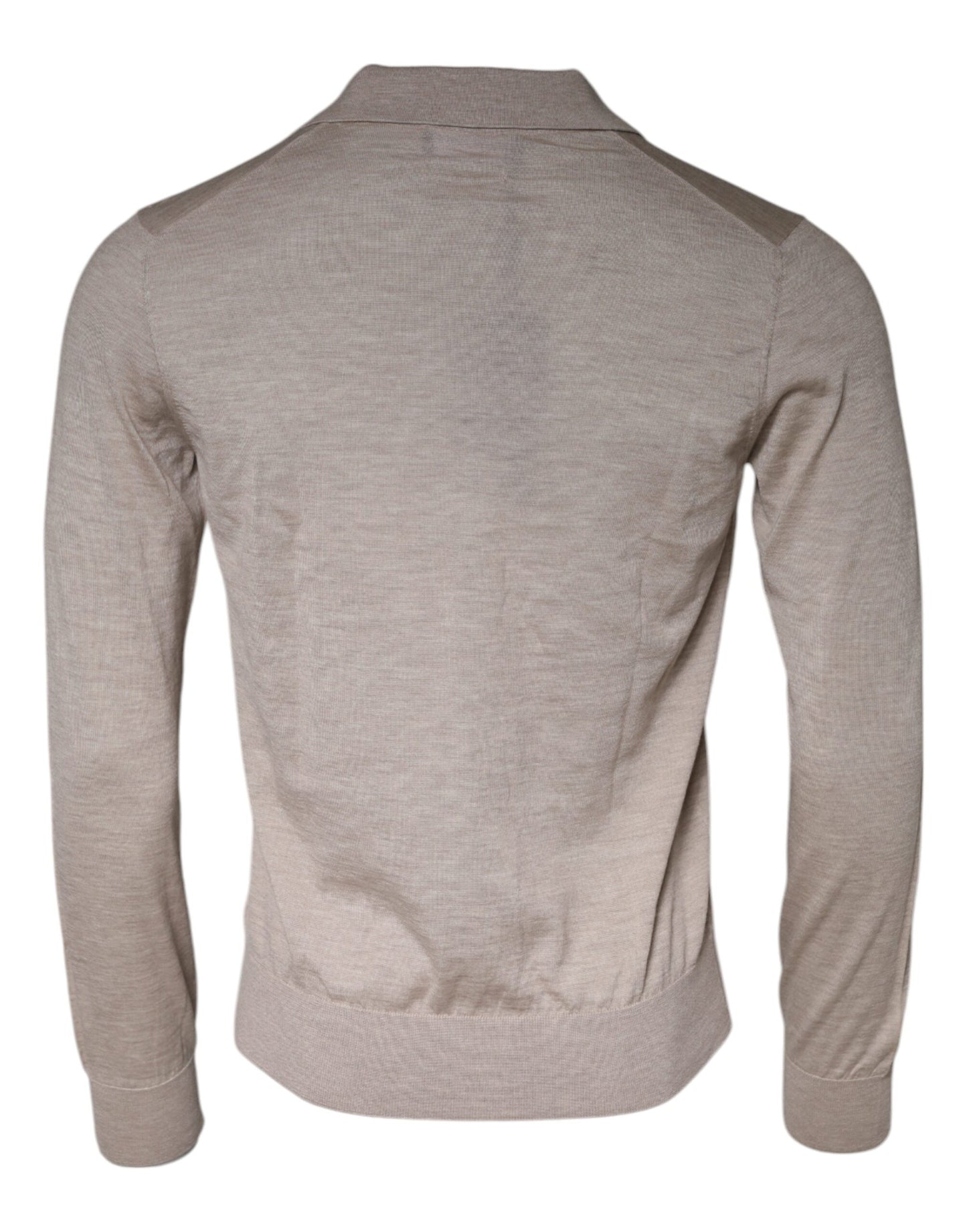 Dolce & Gabbana Beige Cashmere Knit Collared Pullover Sweater