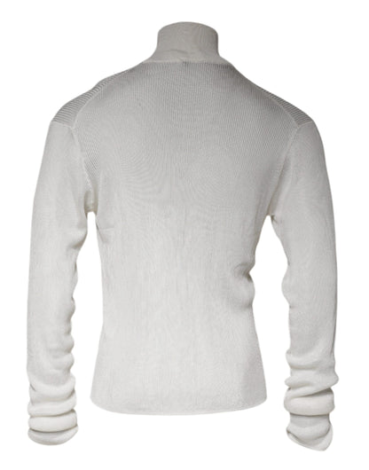 Dolce & Gabbana White Long Sleeve Turtleneck Men Pullover Sweater