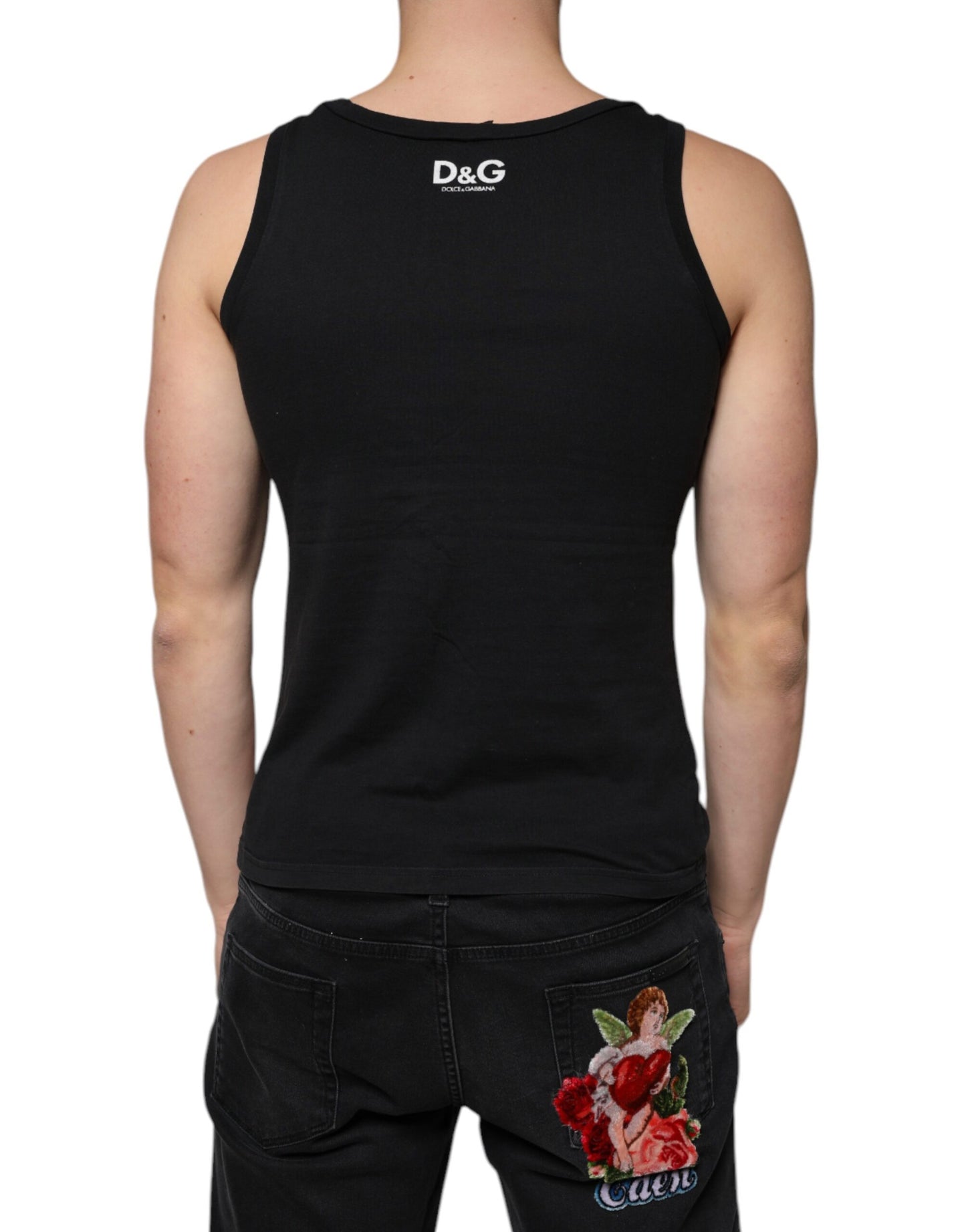 Dolce & Gabbana Black Cotton Tank Sleeveless Men T-shirt