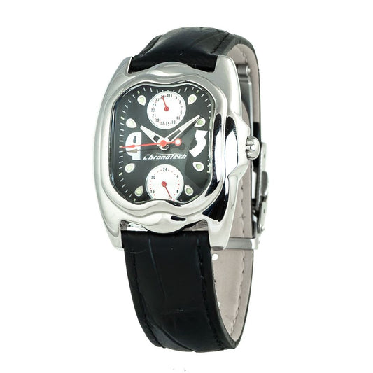 Chronotech Black Leather Watch