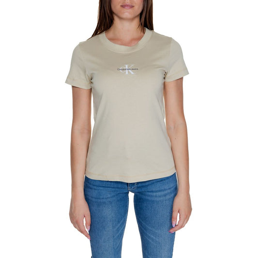 Calvin Klein Jeans Beige Cotton Rigenerato Tops & T-Shirt