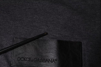 Dolce & Gabbana Gray Logo Patch Cotton Crew Neck T-shirt