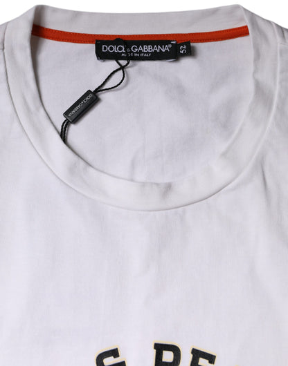 Dolce & Gabbana White Love & Peace Cotton Round Neck T-shirt