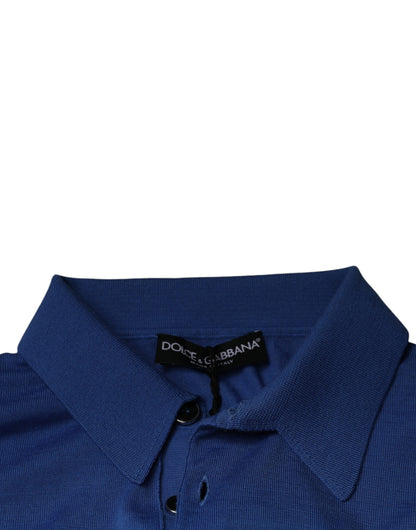 Dolce & Gabbana Blue Cashmere Short Sleeves Men Polo T-shirt