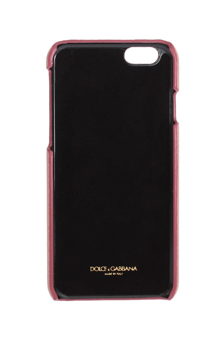 Dolce &amp; Gabbana Chic Pink Leather Crystal iPhone-fodral