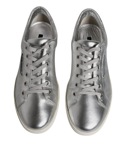 Dolce & Gabbana Silver London Low Top Leather Sneakers Shoes