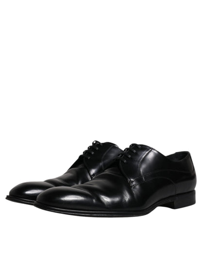 Dolce & Gabbana Black Leather Derby Formal Men Dress Shoes