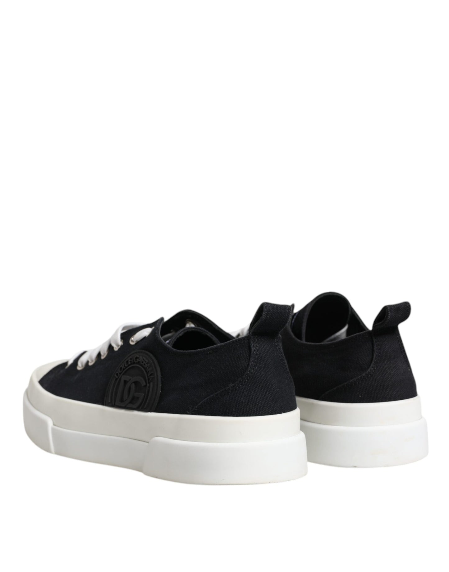 Dolce & Gabbana Black White Canvas Low Top Sneakers Shoes