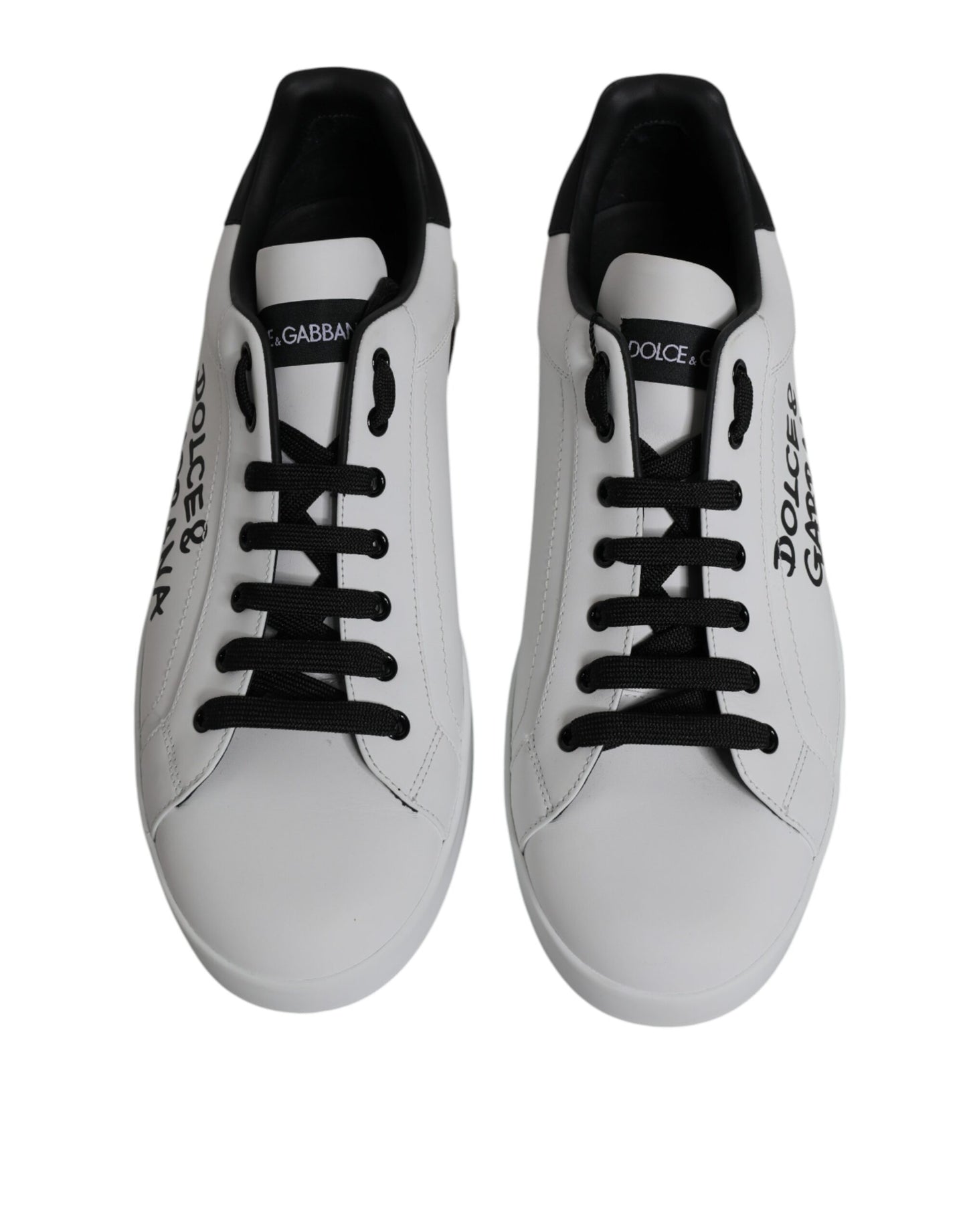 Dolce & Gabbana White Leather Logo Portofino Sneakers Shoes