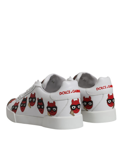 Dolce & Gabbana White Devil Face Portofino Sneakers Shoes