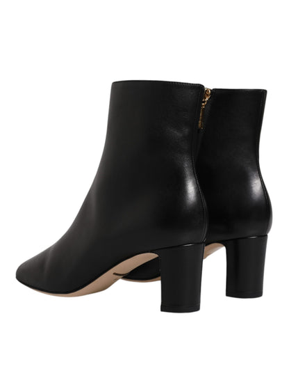 Dolce & Gabbana Black Jackie Leather Mid Calf Boots Shoes