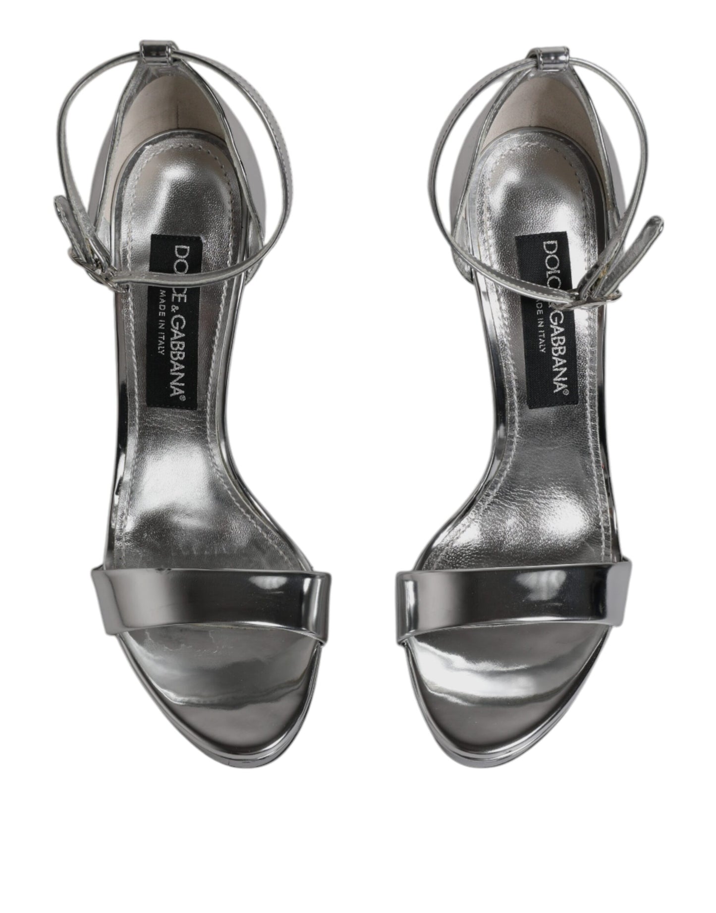 Dolce & Gabbana Silver KEIRA Heels Ankle Strap Sandals Shoes