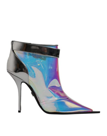 Dolce & Gabbana Shoes Silver Iridescent Pointed Short Boots