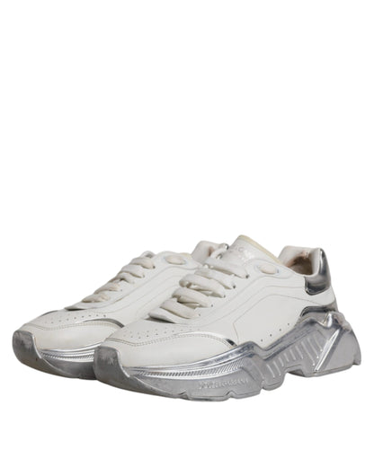 Dolce & Gabbana White Silver Daymaster Low Top Sneakers Shoes