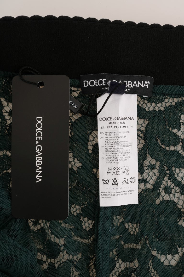 Dolce &amp; Gabbana smala byxor i blommig spets med hög midja