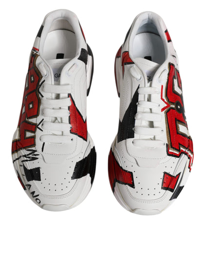 Dolce & Gabbana White Daymaster Hand Painted Sneakers Shoes